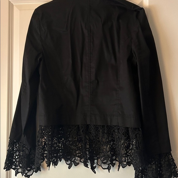 INC International Concepts Black Bomber Jacket with Lace Hem - Picture 2 of 3